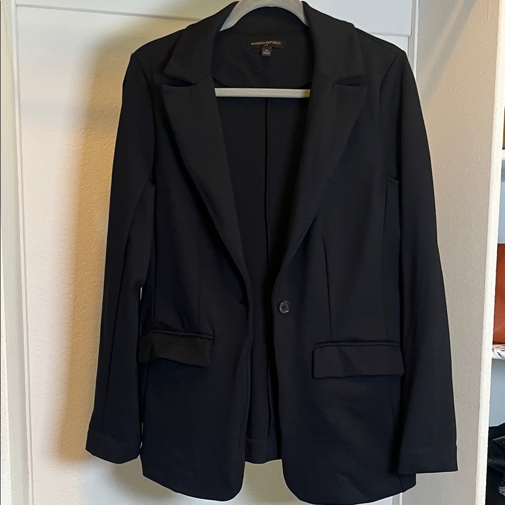 Banana Republic Long & Lean stretch Ponte Black Single-Button Blazer Medium - Picture 10 of 12